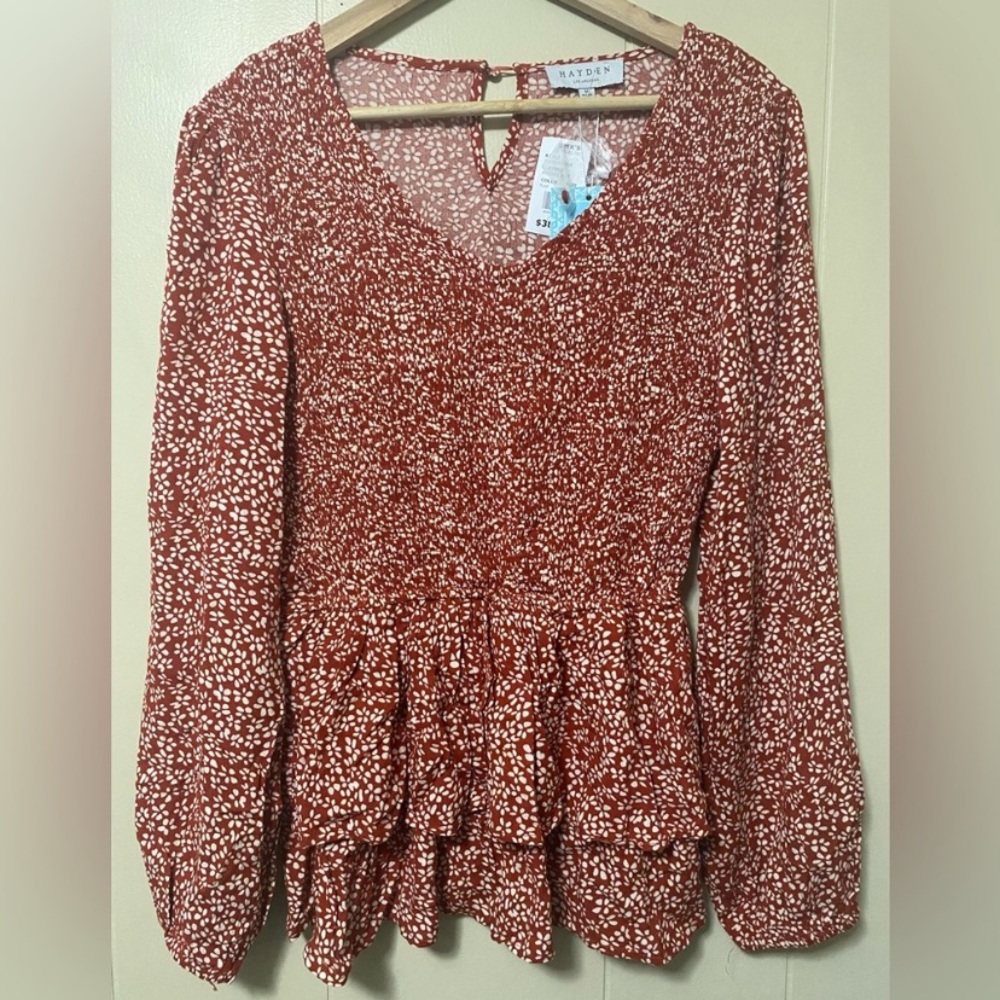 Hayden Red and White Patterned Top
